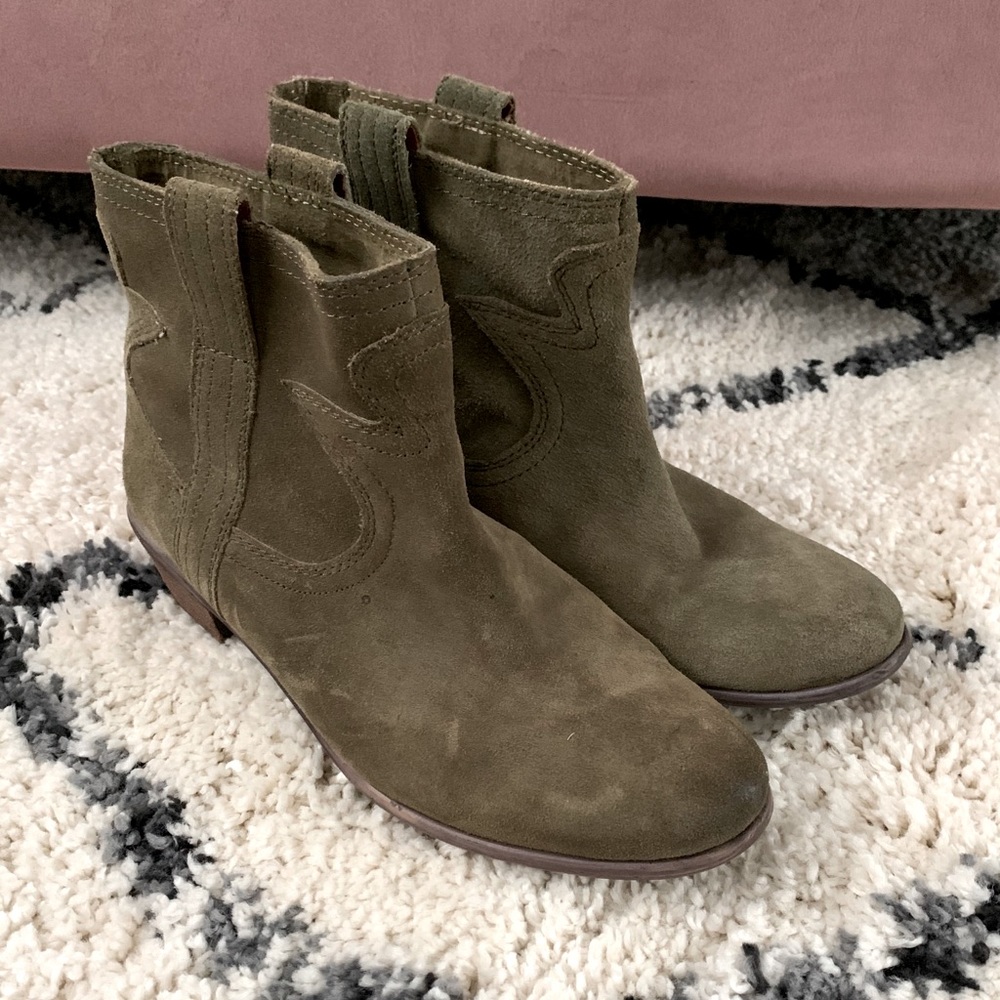 Army green ankle boots